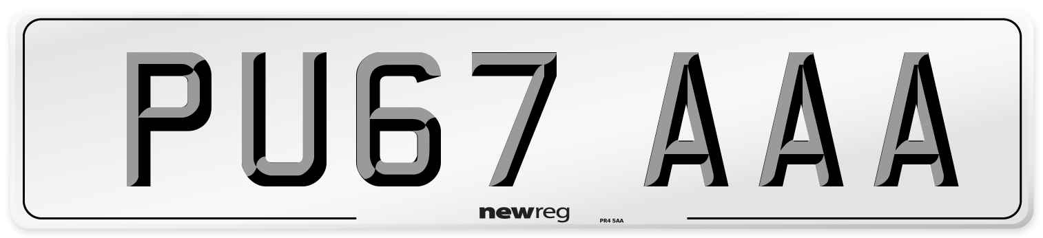 PU67 AAA Number Plate from New Reg